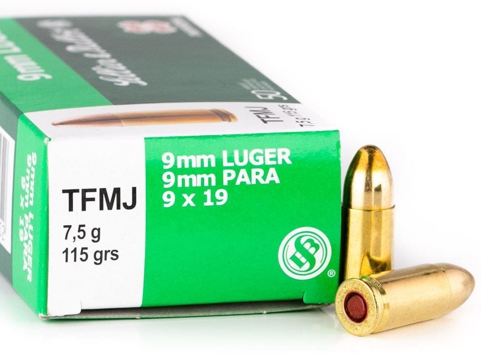 0008009 sellier bellot 9mm luger 124 grain tfmj 50 pack non tox ammo