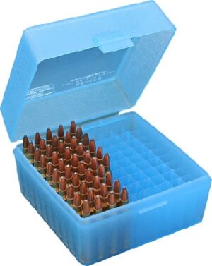 MTM Rifle Ammo Box - 100 Round Flip-Top 223 Rem 204 Ruger 6x47 - Blue