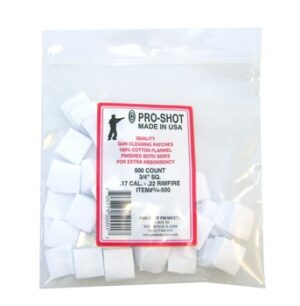 PRO SHOT 17-22 cal Rimfire Square Patches 500 Pack