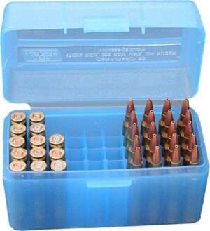 MTM RIFLE AMMO BOX 50 RND 223 / 204 / 300BLK - CLEAR BLUE