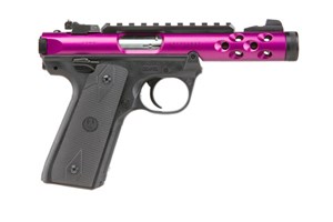 RUGER MARK IV 22/45 LITE - PURPLE 22LR 10 SHOT 139MM BARREL INCLUDING VOLQUARTSEN COMPENSATOR FITTED WITH TWO MAGS PIC RAIL ADJUSTABLE SIGHTS