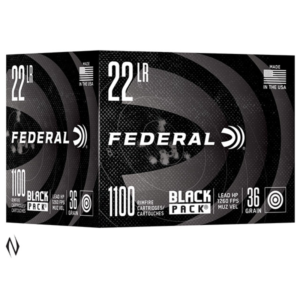 FEDERAL 22LR 36GR LEAD HP BLACK PACK 1260FPS (1100 PK)