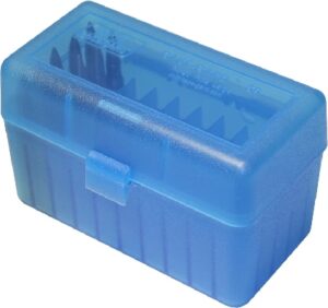 MTM Rifle Ammo Box - 50 Round Flip-Top 270 Win 30-06 25-06 - Clear Blue