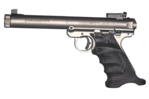 VOLQUARTSEN CLASSIC TARGET 22LR, 10 SHOT CASED 6 INCH MATCH BARREL THREADED MUZZLE MKIV PUSH BUTTON TAKE DOWN ASSEMBLY STAINLESS STEEL FINISH RIGHT HAND TARGET GRIP WITH EXTENDED MAG RELEASE
