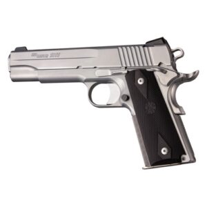 HOGUE 1911 Govt. Model, Checkered OverMolded Rubber Grip Panels - Black