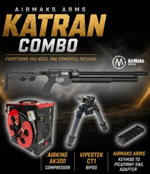 AIRMAKS ARMS KATRAN .22 CAL - COMPRESSOR - BIPOD - PICATINNY ADAPTOR - Combo Pack