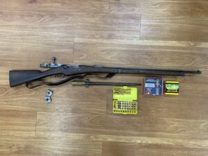 USED (CONSIGNMENT) BERTHIER 1907-15 - 8MMX50R LEBEL - FRENCH MILITARY RIFLE W/ BAYONET - BRASS DIES BULLETS (AMMO LOCAL BUYER ONLY) INCLUDED